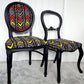 Vintage Black African Geometric Occasional Chair