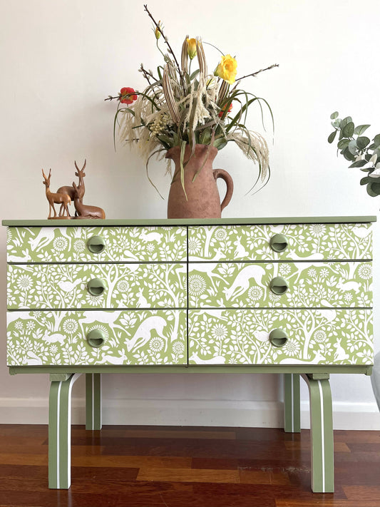 Sage Green Vintage Sideboard / Chest of Drawers