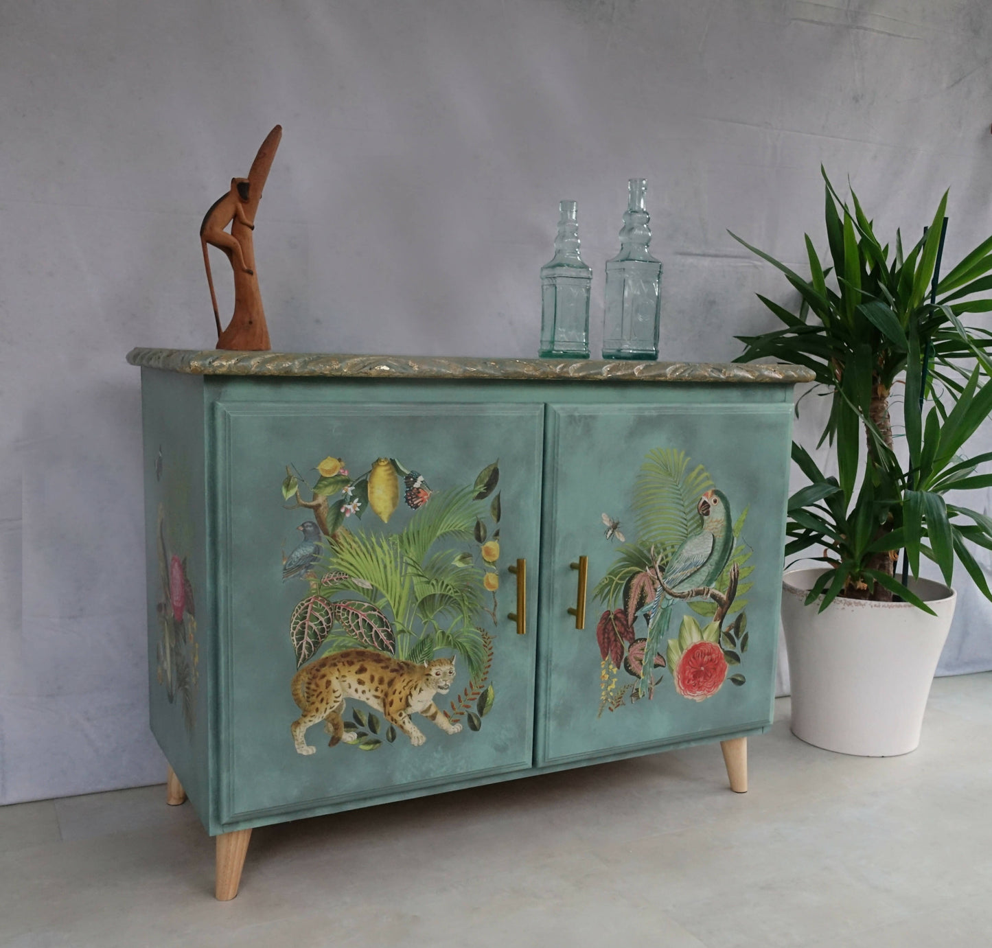 Tropical Jungle-Themed Two Door Cupboard