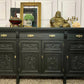 Large Black Antique Carved Sideboard