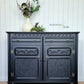 MADE TO ORDER - Black Old Charm style sideboard with raised pattern detail.