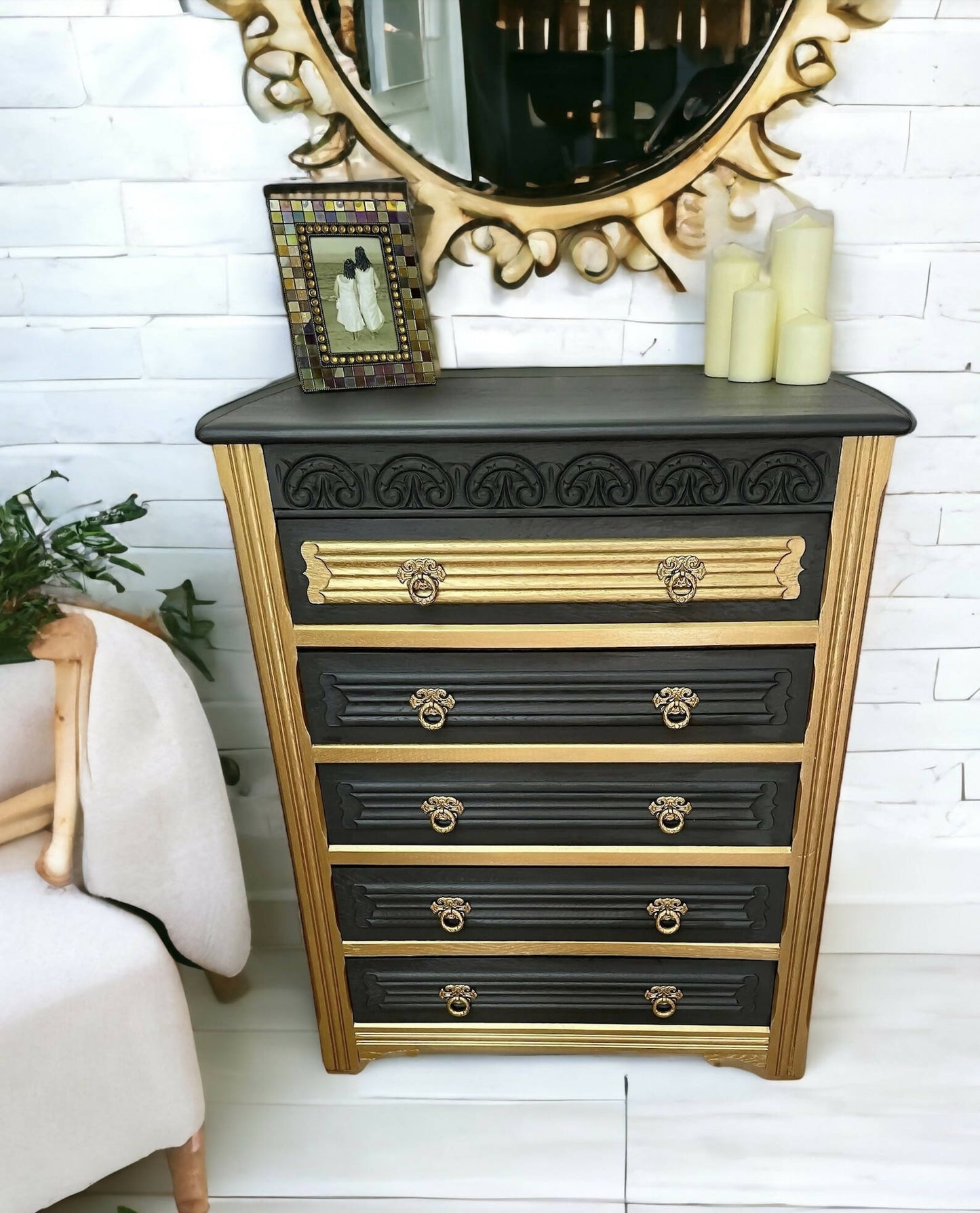 Vintage Oak Tallboy Chest of Drawers