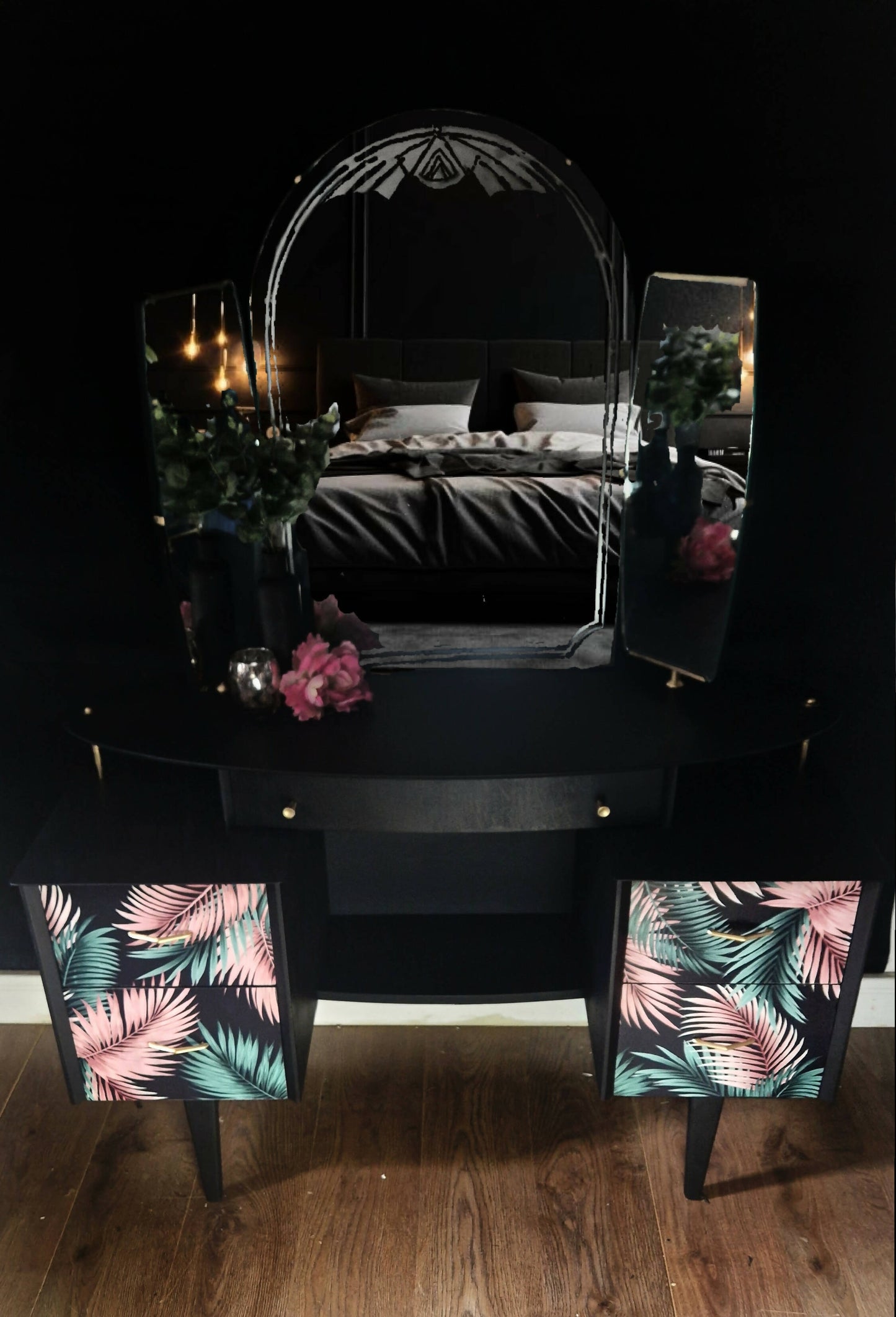 Black stylish art deco dressing table