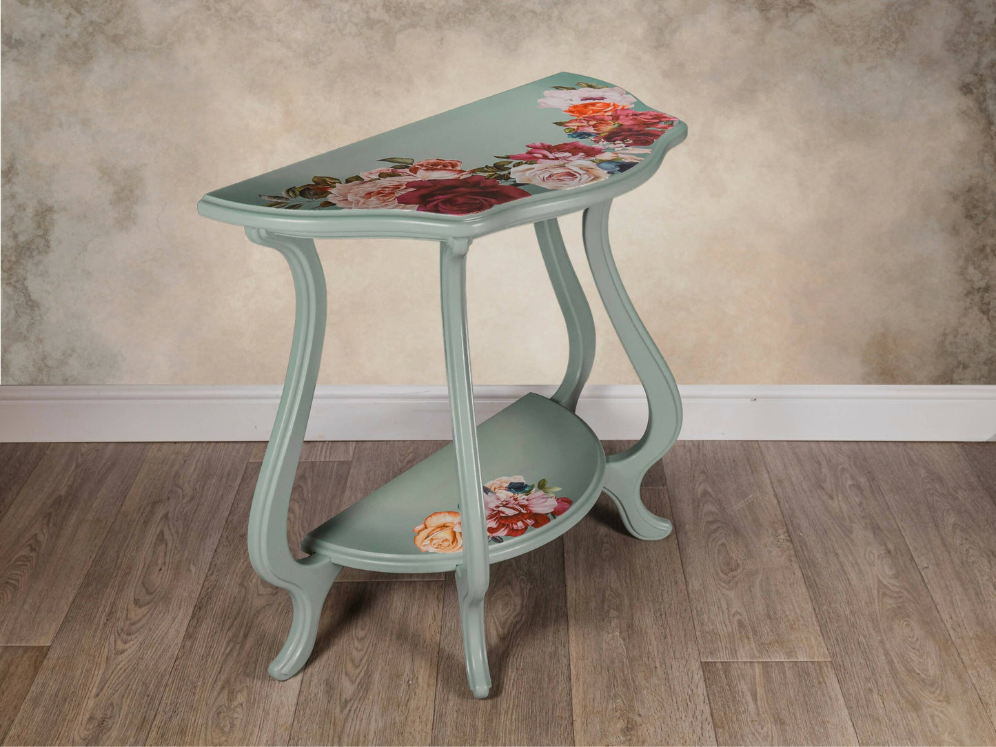 Upcycled Curvy Demi Lune Console Table