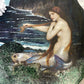 Dark Green Round Coffee Table/Side Table with Mermaid Designed Top