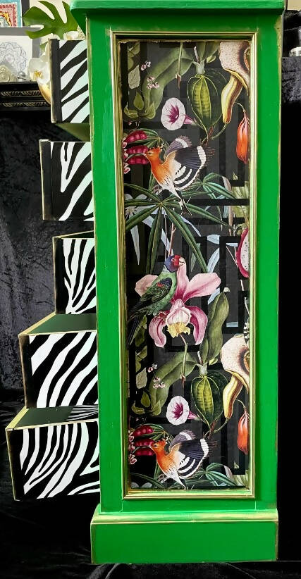 Green Jungle Inspired Tallboy Chest of Drawers