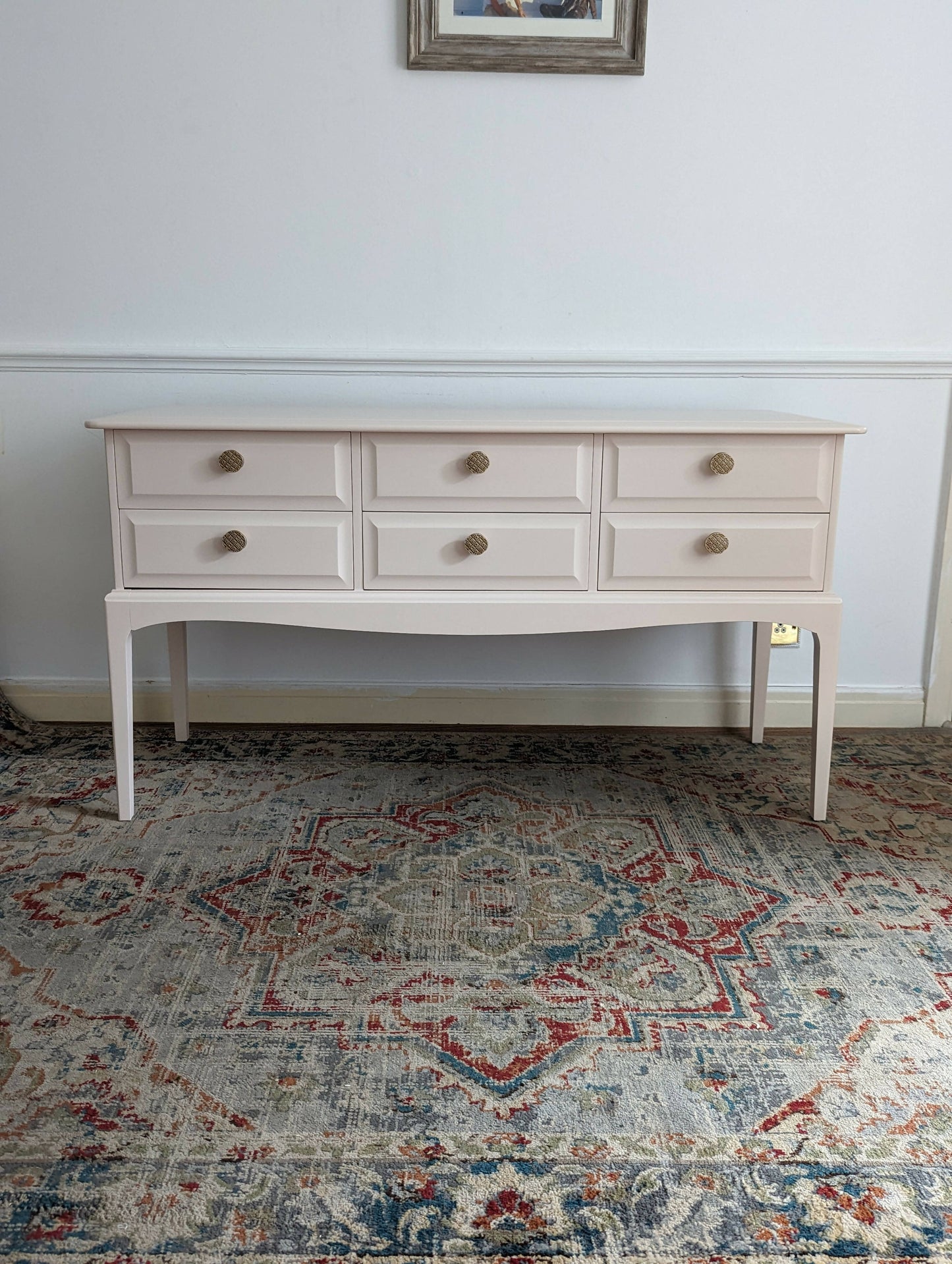 Stag Minstrel 6 Drawer Console Table, for commission. Peach, Pink