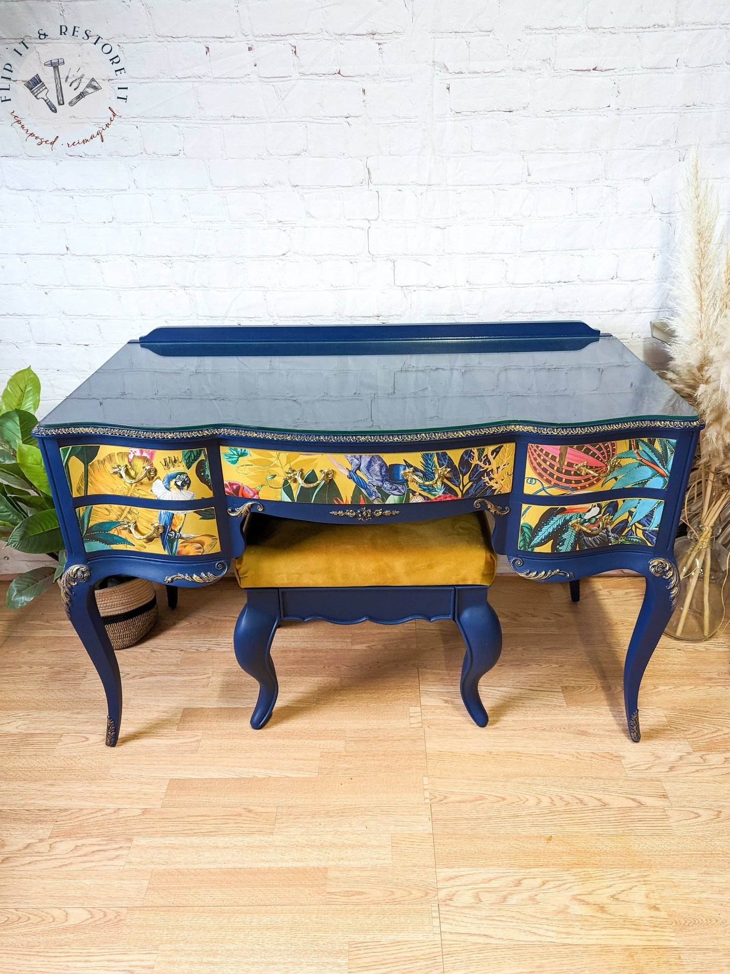 Vintage French Style Painted Bedroom Set - Dressing Table, Vanity, Desk, Sideboard and Stool, Statement, Maximalist MADE TO ORDER