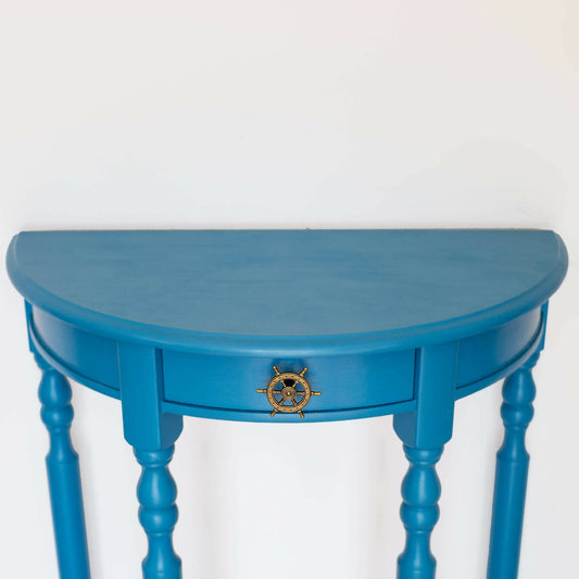Blue Demi Lune Console Table