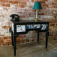 Desk, console table, black, painted, upcycled, decoupage