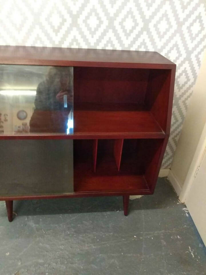 Mahogany Coloured Glass Fronted Vinyl Cabinet