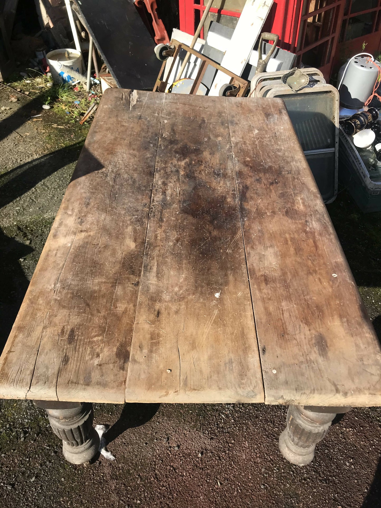 Old rustic farm table