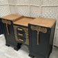 Art Deco Carved Sideboard/Buffet in Oak and Black