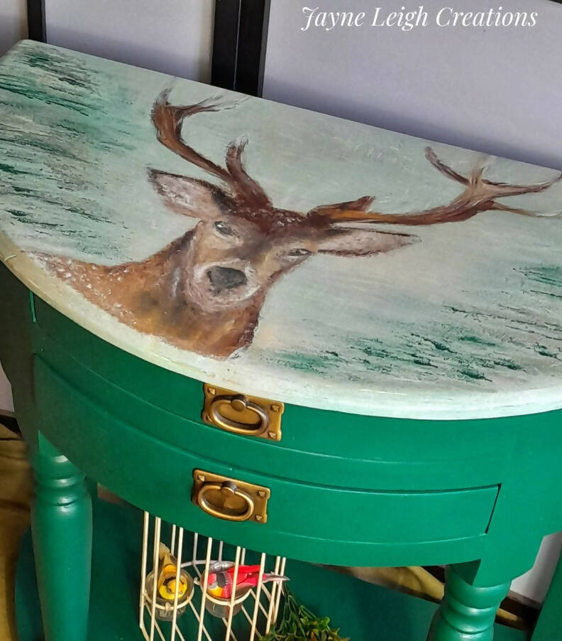 SOLD Vintage Green Stag Console Table / Hallway Table