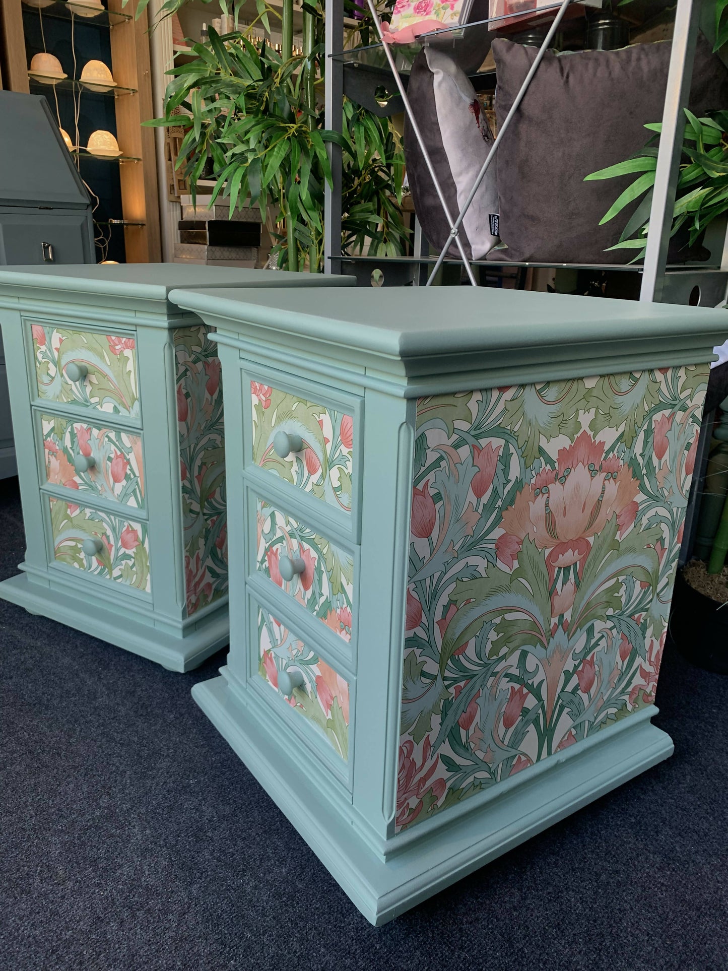 Pair of bedsides William Morris inspired