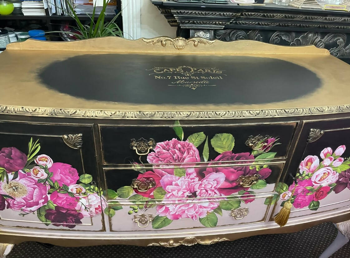 French Style Antique Floral Sideboard