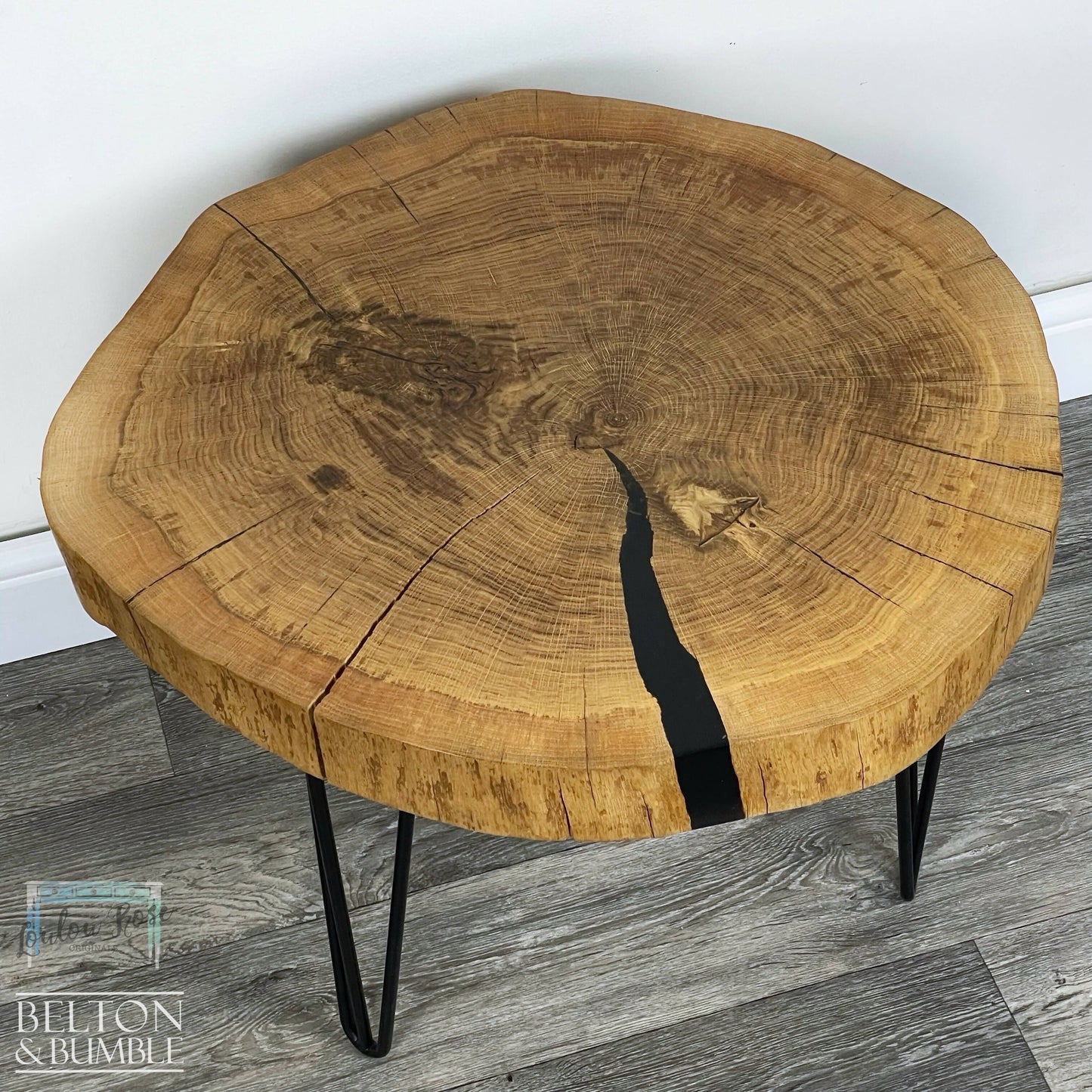 Black Resin Oak Slice Table-3