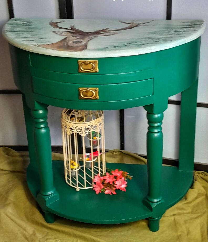 SOLD Vintage Green Stag Console Table / Hallway Table