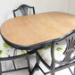 ****** SOLD OUT ****** Vintage Bradley Dining Table and 4 Chairs, Black Yew Table and Four Wheatear Style Chairs. Extending Dining Set Bill Beaumont Floral Seats