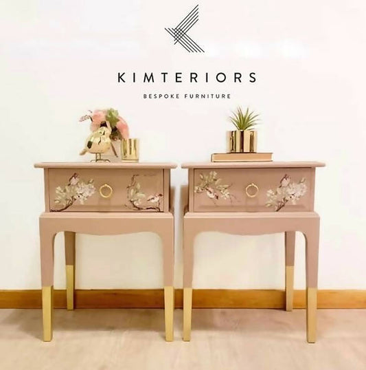 Stag Pink French Bedside Cabinets