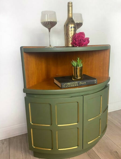 Painted Green Nathan Corner Display Cabinet