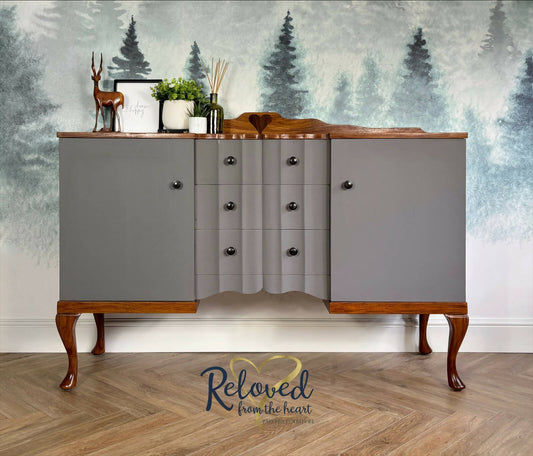 Solid Wood Grey Vintage Sideboard / Drinks Cabinet