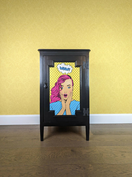 Vintage cupboard upcycled in pop art style.