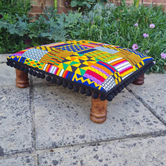 Kente Inspired Vintage Footstool