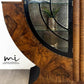 Rare round Art Deco cocktail cabinet, display cabinet, black and gold, walnut drinks cabinet