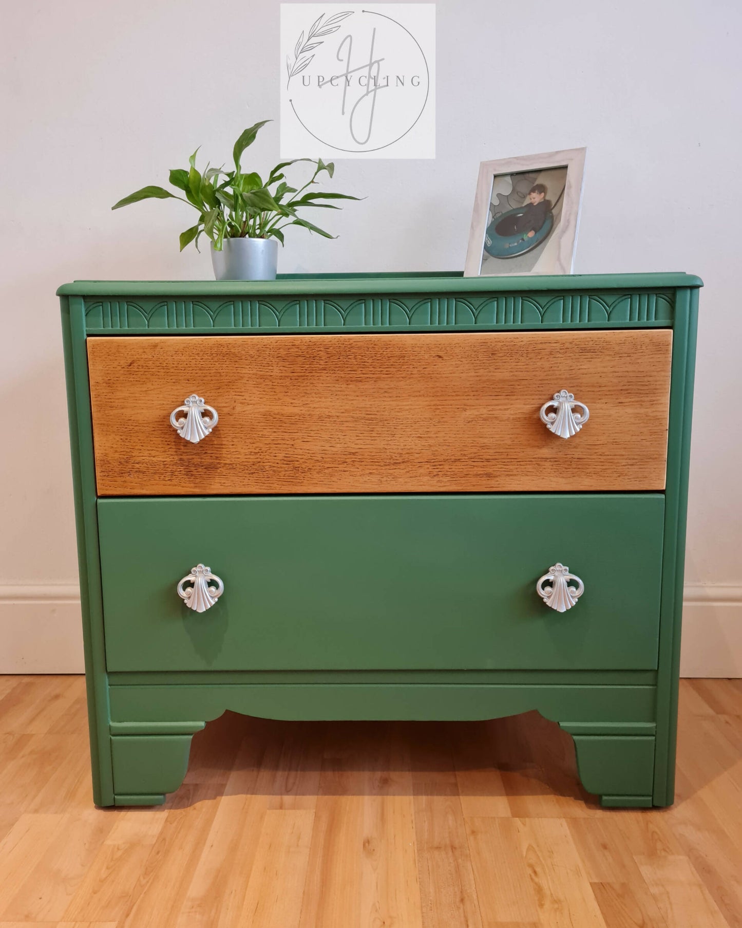 Harris Lebus Green Vintage Chest of Drawers / Small Bedroom Drawers
