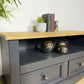 Vintage Grey Wooden TV Cabinet Drawers