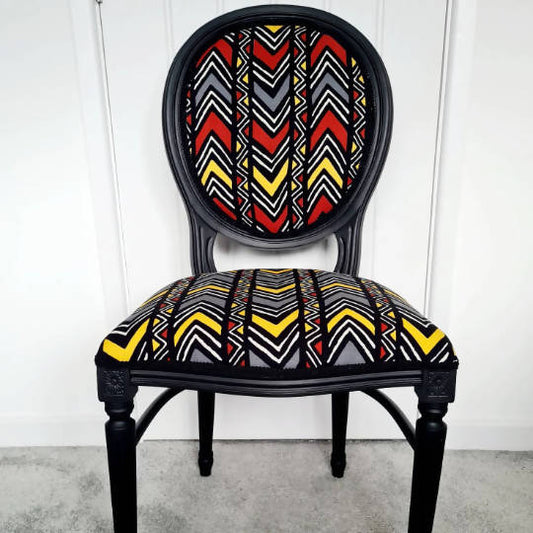 Vintage Black African Geometric Occasional Chair