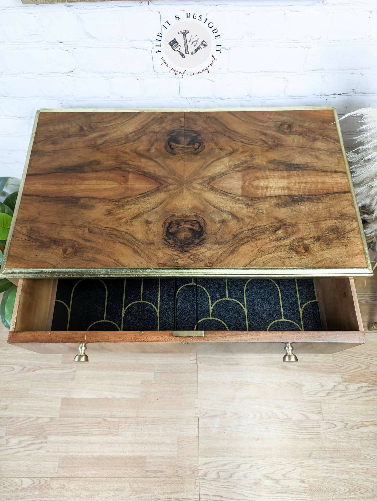 Gold Leaf Walnut Burr Chest of Drawers, Queen Anne, Cabriole - MADE TO ORDER