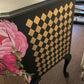 SOLD SOLD Black and Pink Floral Dressing Table / Sideboard
