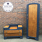 Vintage Bedroom furniture by Harris Lebus- painted Navy Blue Single Wardrobe & Dresser Drawers
