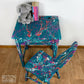 Vintage Lift Lid Child’s Writing Desk and Chair in Teal