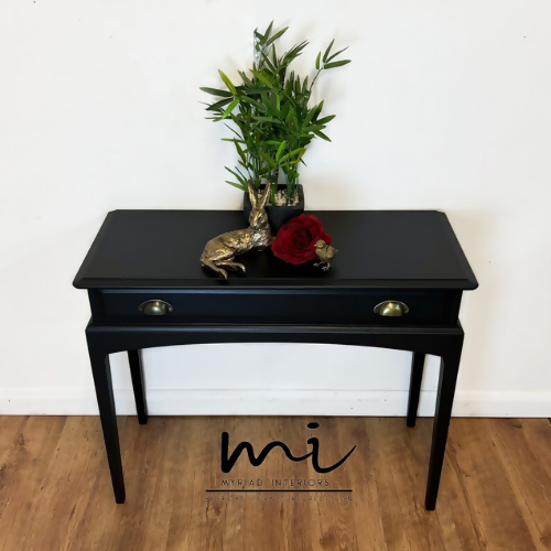 MADE TO ORDER Refurbished vintage Stag console table, black, antique brass, bronze, hallway, dresser, dressing table, hand painted, upcycled