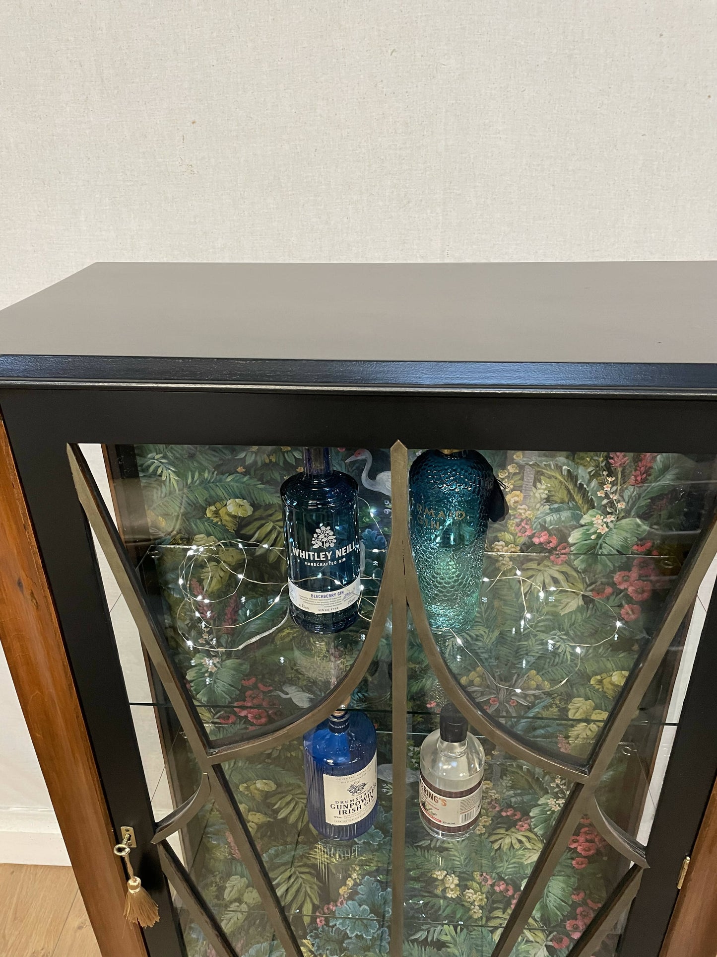 Sold - Vintage Black Gin/ Cocktail Drinks Cabinet