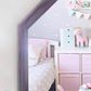 Hexagon shaped mirror hand painted in pink tones, Decorative Framed Mirror