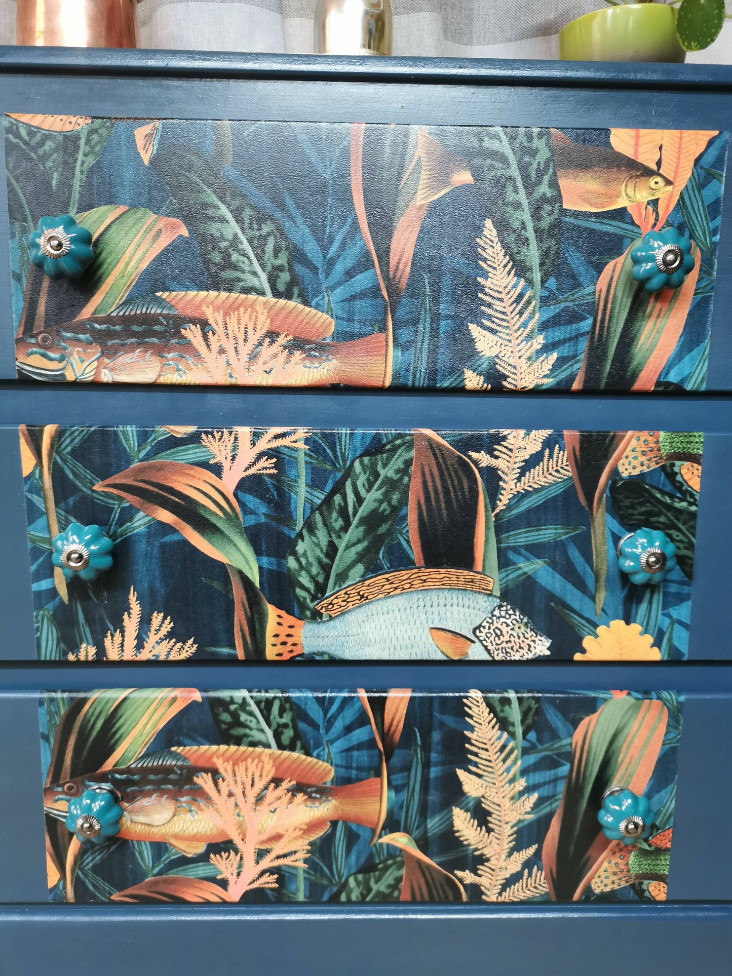 Midnight Blue Chest Of Drawers With Fish Frontage