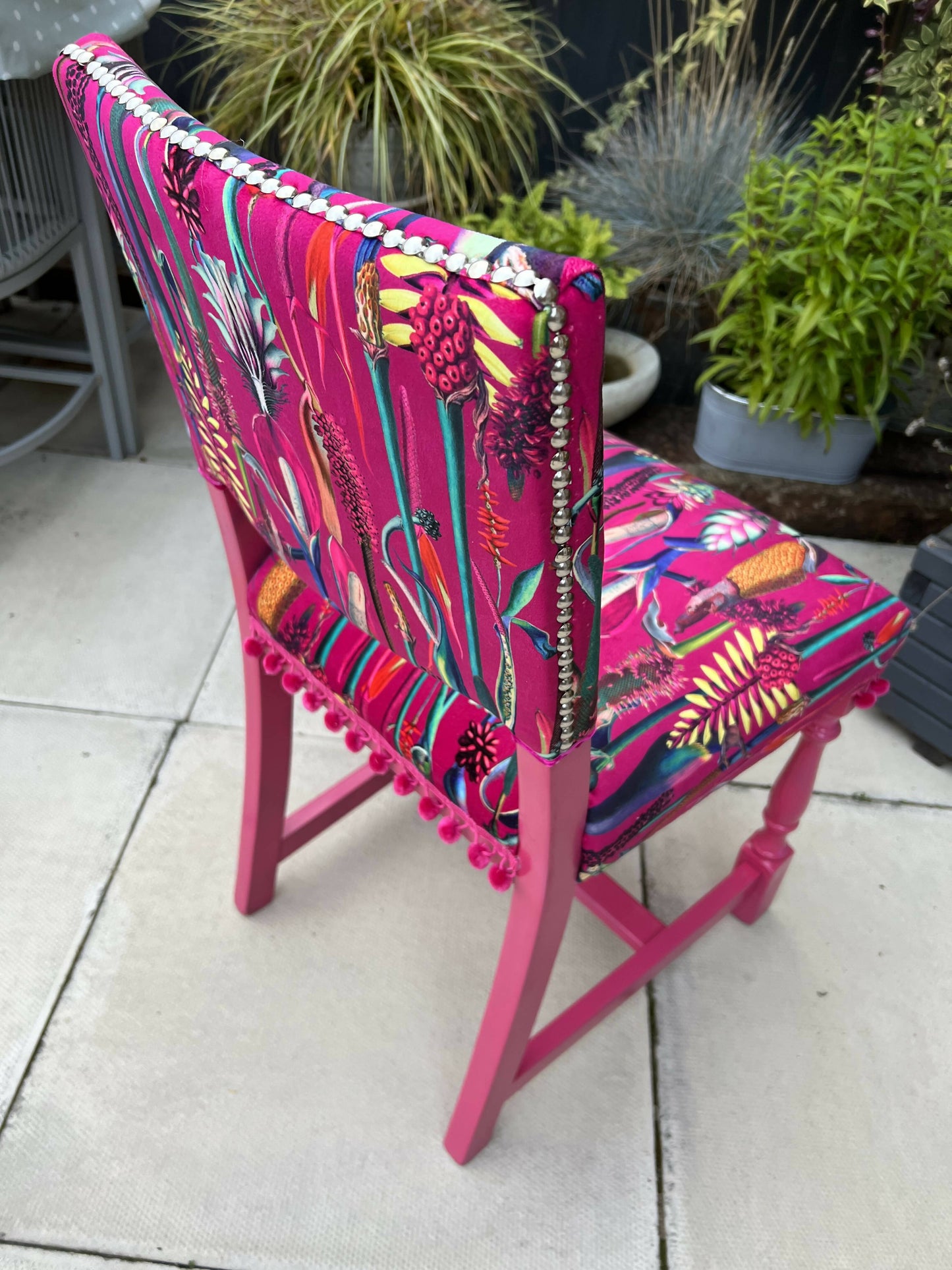 Pink Botanical Occasional Chair