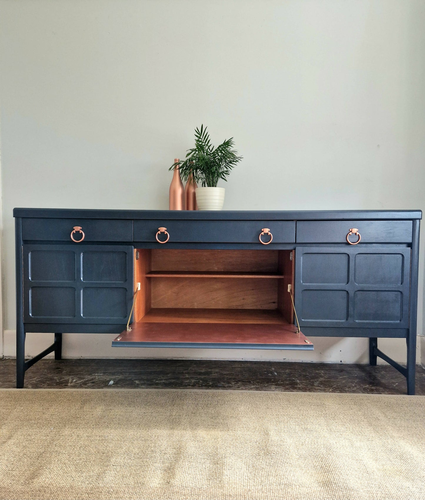 Large Nathan Squares Blue Drinks Cabinet / Media Sideboard