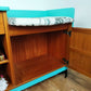 Mid Century Original Nathan Telephone Table Seat In Teak - Geometric Design handpainted