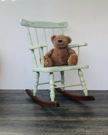 Green Vintage Child's Rocking Chair