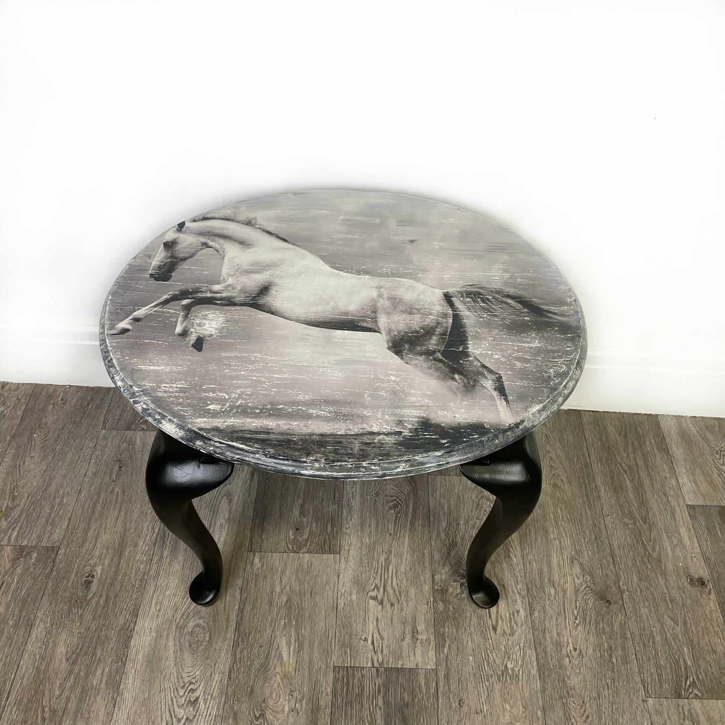 Vintage Coffee Table, Oval Horse Side Table