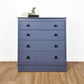 Blue chest of drawers with black handles, Bedroom furniture, Four drawers, Lebus