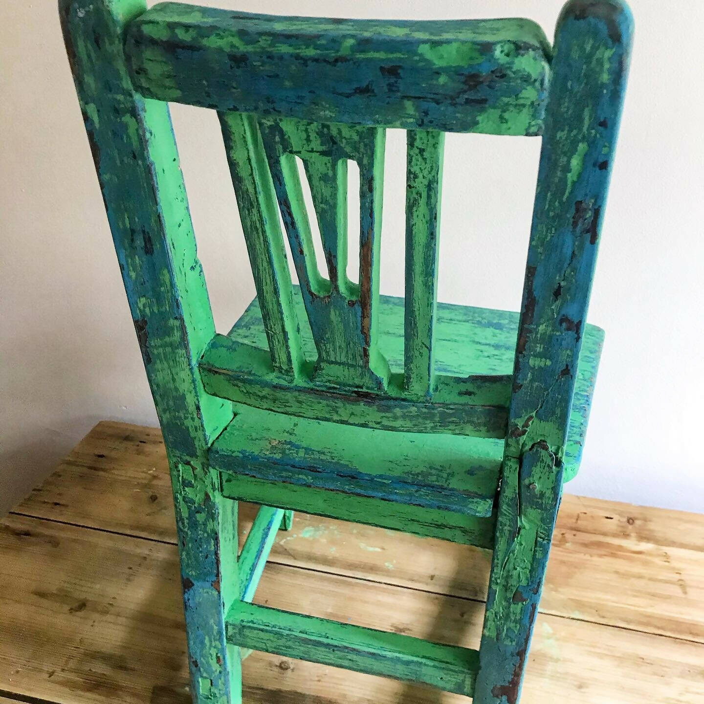 Vintage nursery chair - Chippy Paint - green and blue