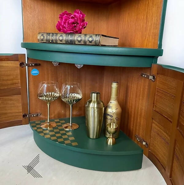 Green store corner cabinet