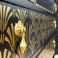 MADE TO ORDER: Original Vintage Painted Dressing Table, Art Deco Inspired Refinished Dressing Table in Black and Gold Leaf & stencilling, Hallway Table