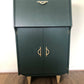 Mid Century Cocktail Cabinet, Drinks Cabinet, Home Bar in British Racing Green and Gold colour